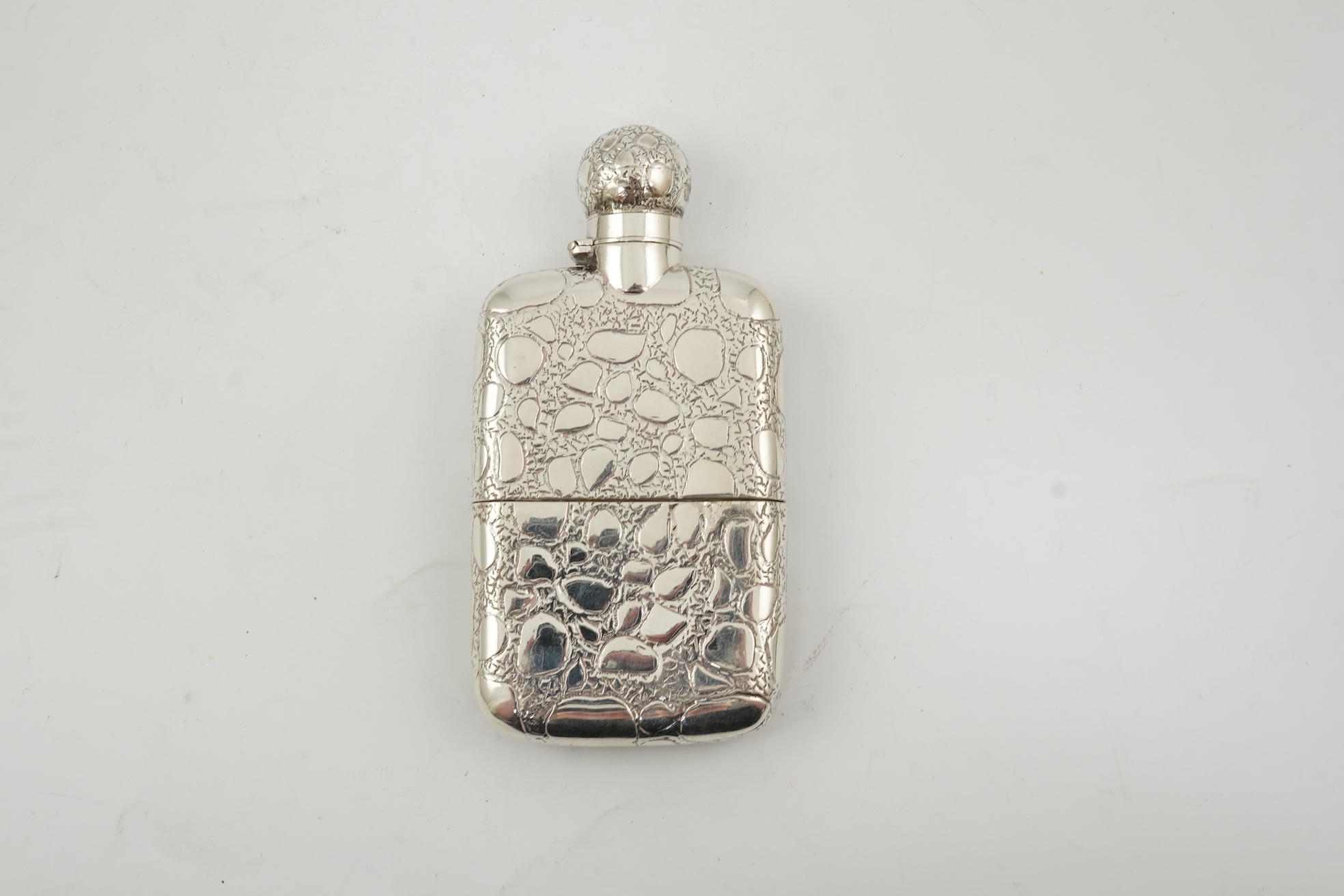 A late Victorian silver hip flask, maker George Heath?